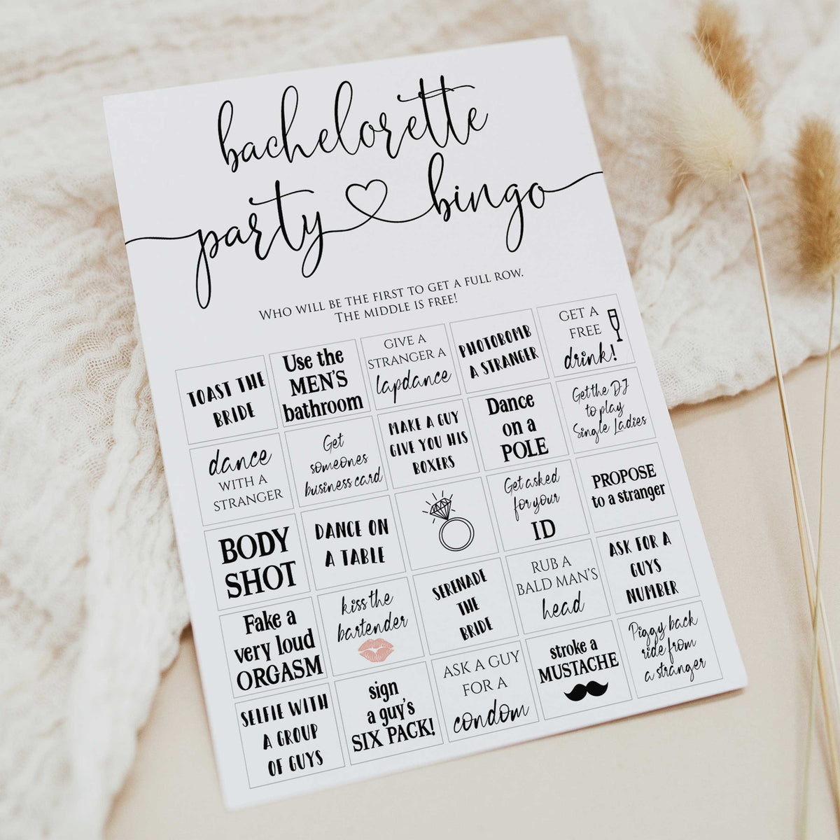 Minimaliast Bachelorette Party Bingo | Shop Printable Bachelorette ...