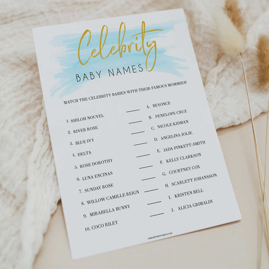 Match The Celebrity Baby Names - Baseball Printable Baby Shower Games –  OhHappyPrintables