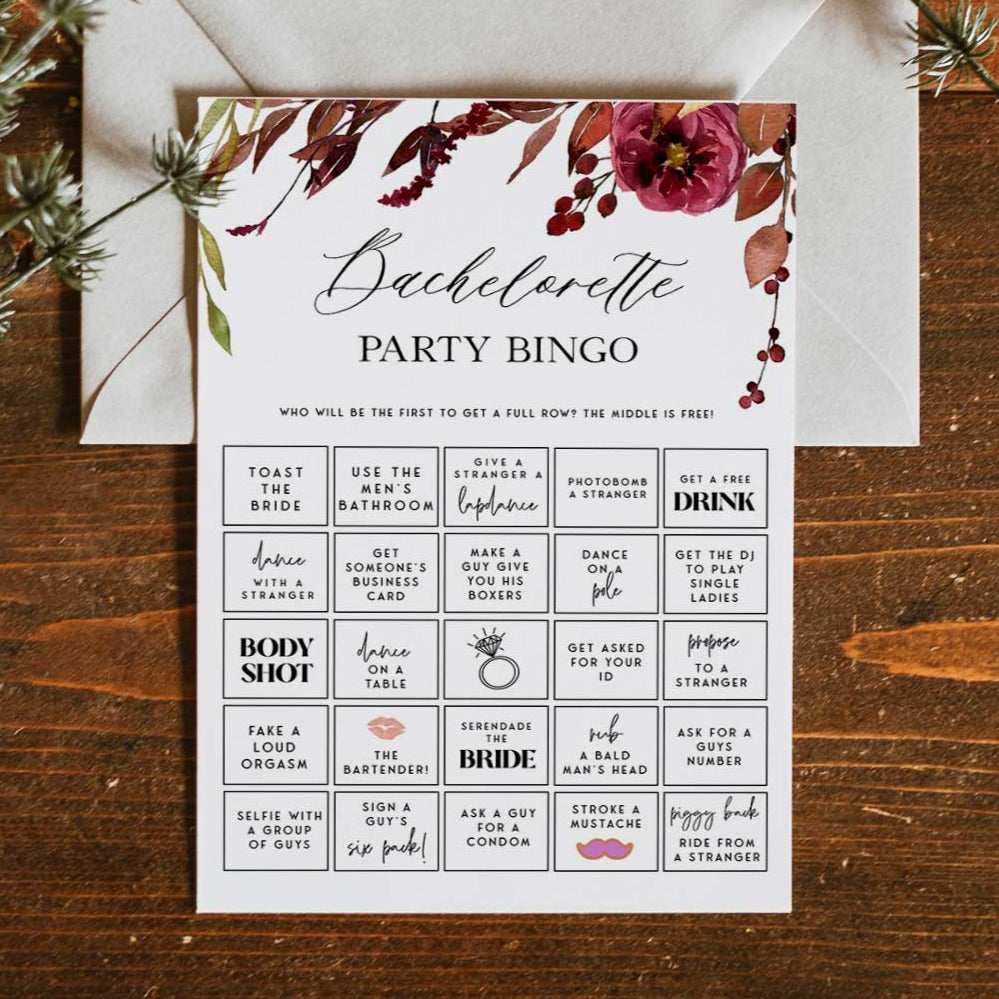 EDITABLE Bachelorette Party Bingo - Fall Bachelorette Games ...