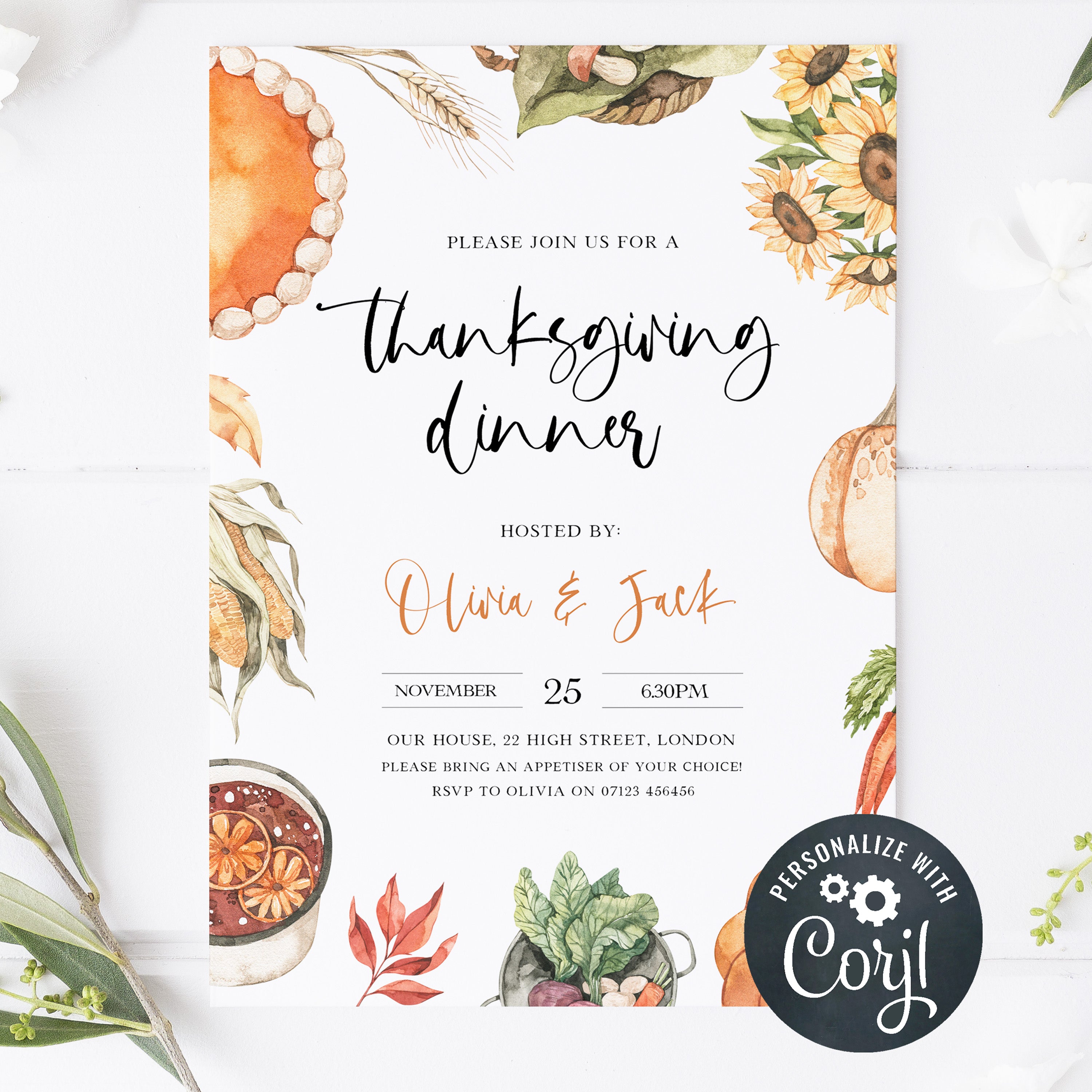 EDITABLE Thanksgiving Dinner Invitation - Thanksgiving – OhHappyPrintables
