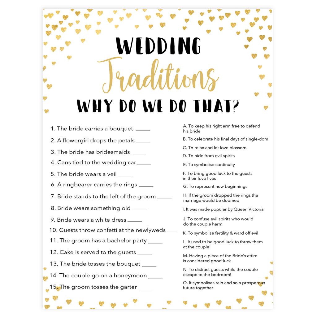 Wedding Traditions Trivia Game Shop Printable Bridal Shower Games Ohhappyprintables