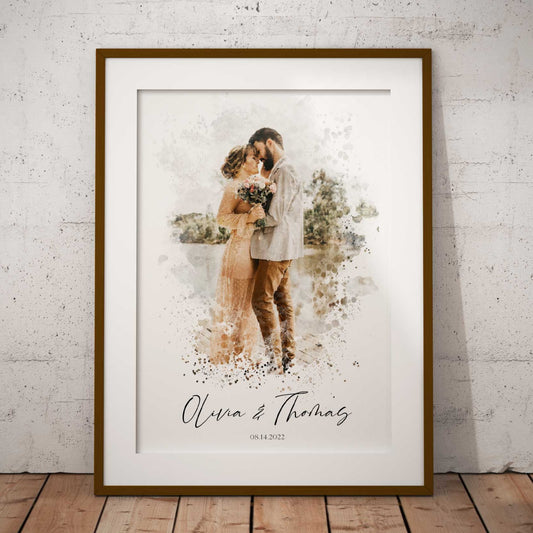 Wedding Polaroid Porn - Watercolour Digital Portrait Printable - Couples Gifts â€“ OhHappyPrintables