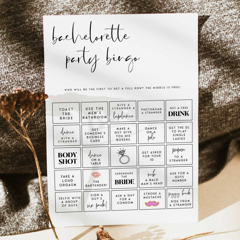 Editable Bachelorette Party Bingo - Modern Bridal Printable Games 