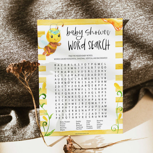 Baby Shower Word Scramble - Mommy To BEE Printable Baby Games –  OhHappyPrintables