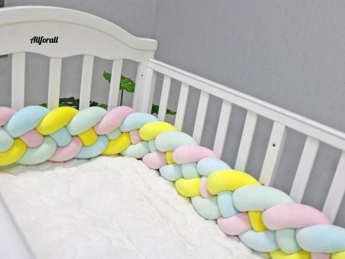 2M3M 4 Knot Soft Baby Bed Bumper, Crib Sides 4 Braid 2 Meter Newborn Crib Pad Protection Baby Bed Bumper allforall 2 meters