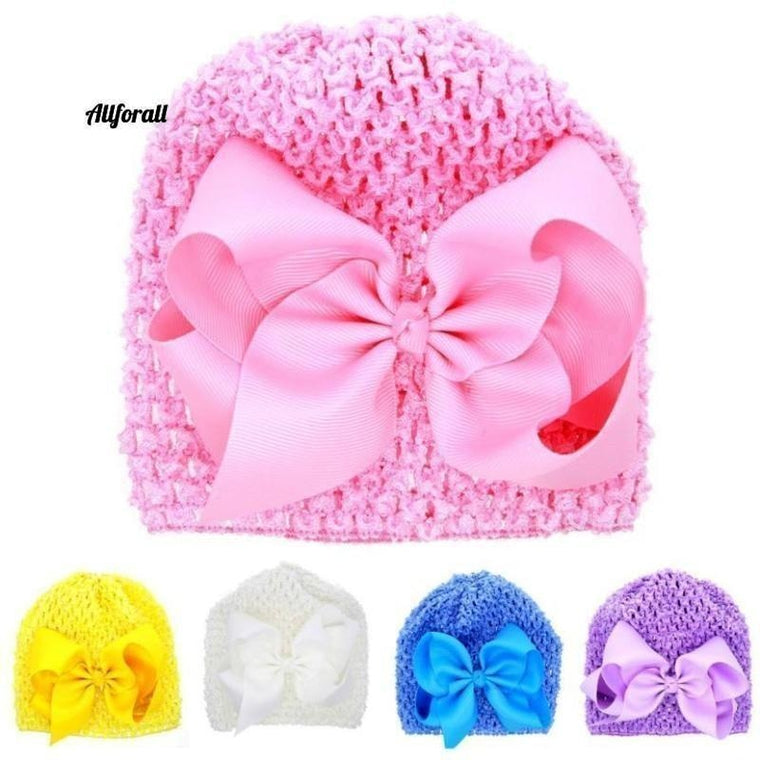 Pălării pentru copii cu urechi, bebeluș nou-născut Beanie tricotate pentru copii Baby Girl Bow-knot Hollow Out Baby Hat
