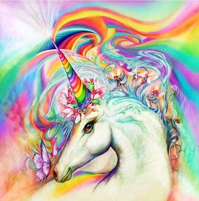 5D Diamond Painting Bright Rainbow Unicorn Kit