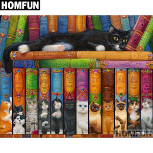 5d Diamond Painting Cat Library Books Kit Bonanza Marketplace