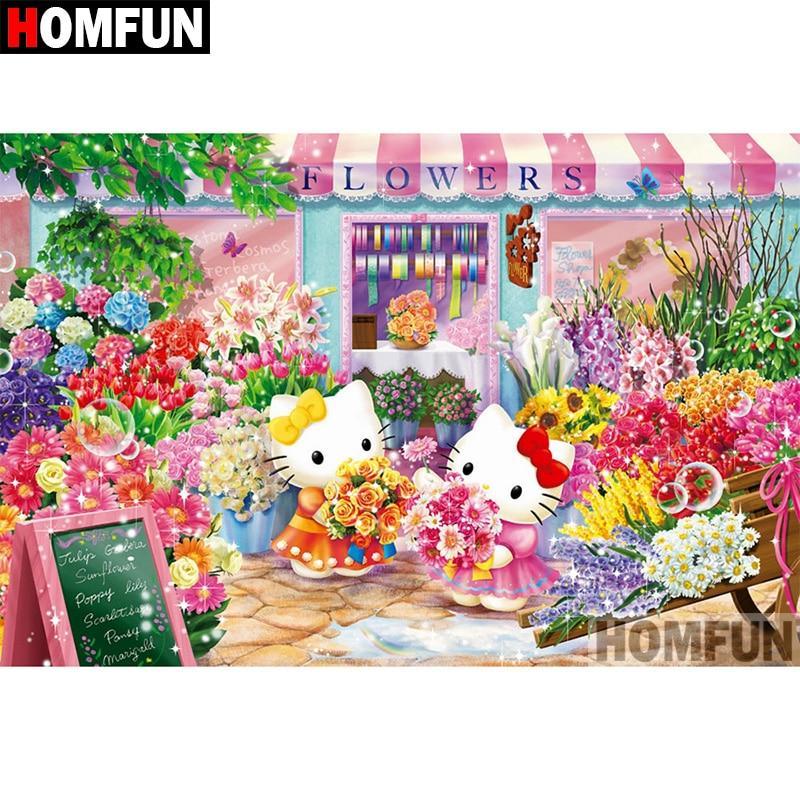 5d Diamond Painting Hello Kitty Flower Shop Kit Bonanza Marketplace