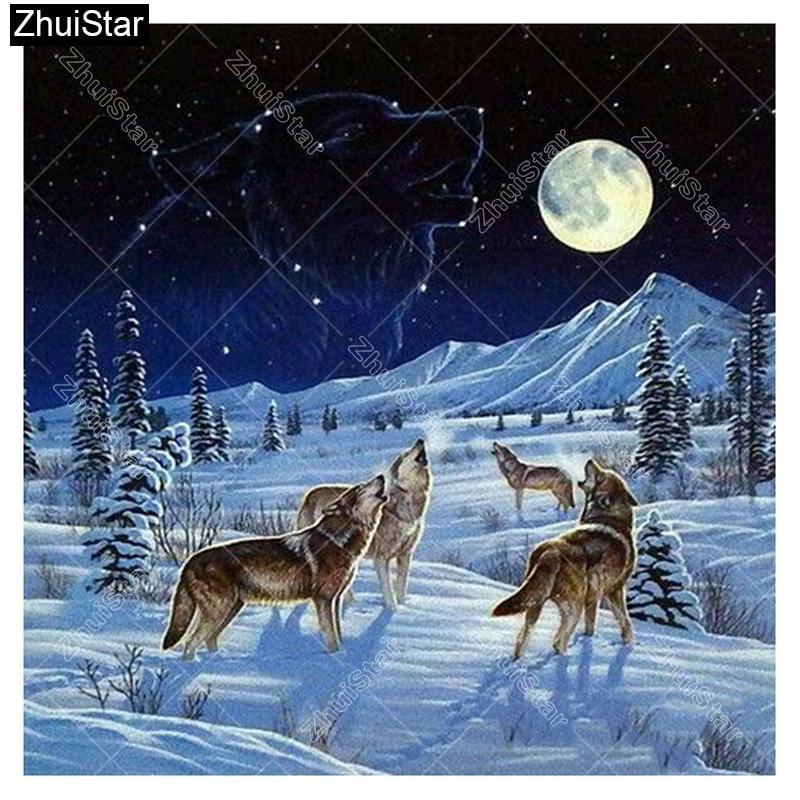 5d Diamond Painting Howl At The Moon Wolf Pack Kit