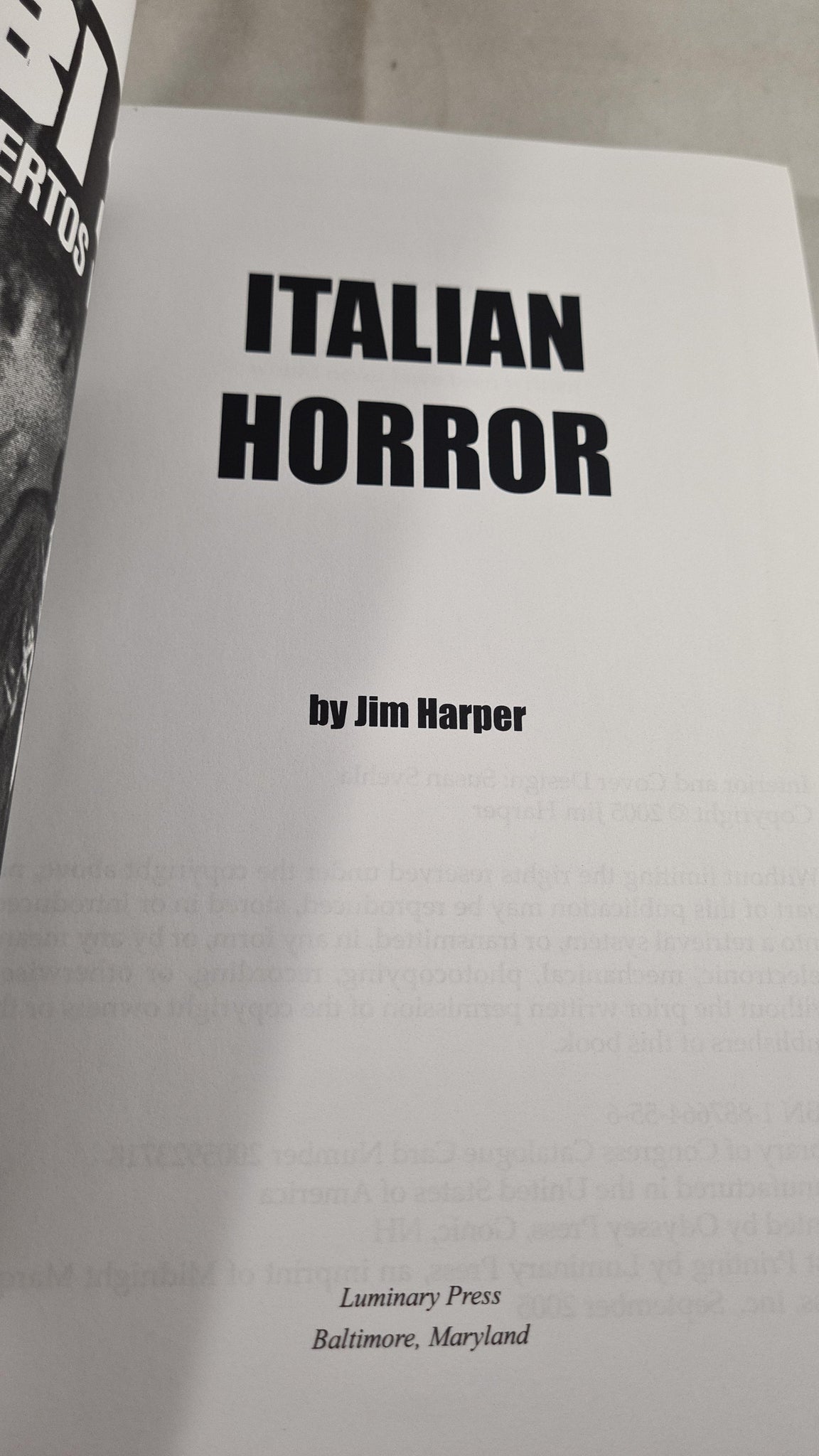 Jim Harper - Italian Horror, Luminary Press, 2005, Paperbacks – Richard  Dalby's Library