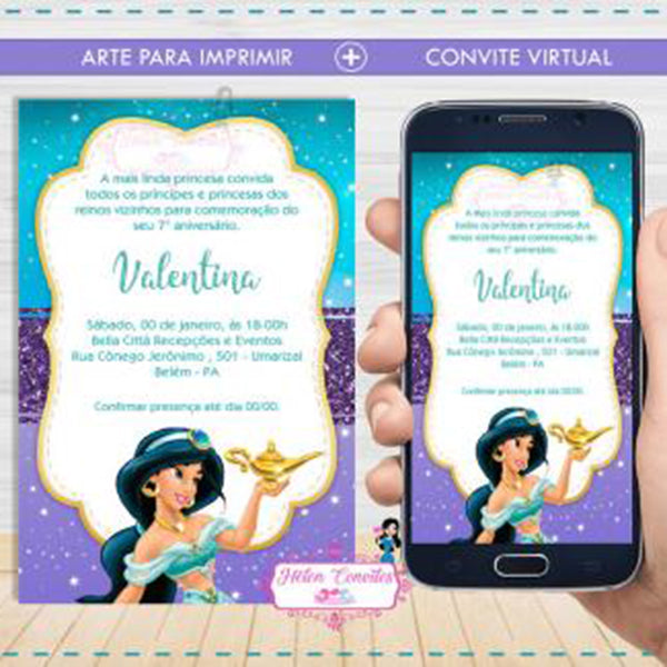 Arte Digital Para Topo Tema Princesa Jasmine