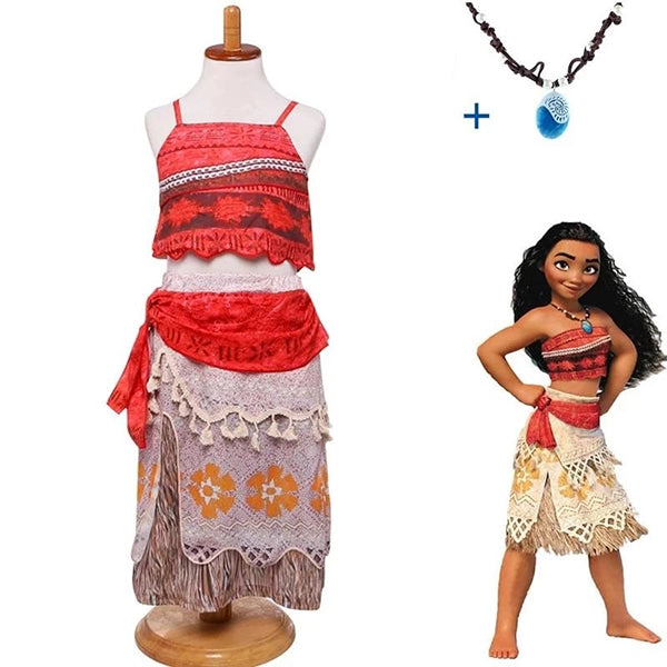 Fantasia Princesa Moana Barata Roupa Infantil Disney E Colar