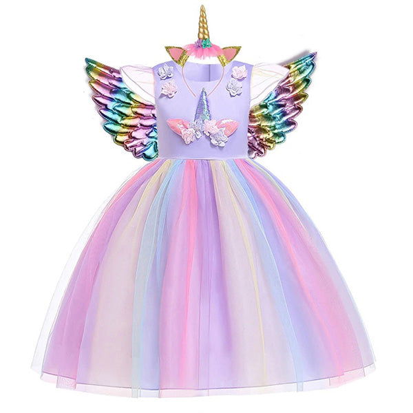 vestido de festa infantil de unicornio