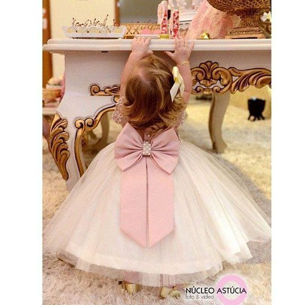 vestido infantil princesa rosa e azul com renda trabalhada