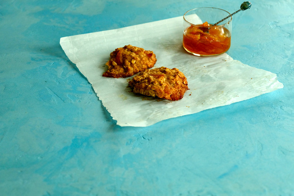 Greek gourmet oatmeal banana cookies with Chian tangerine