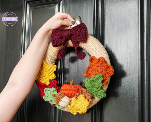 mornings of autumn crochet wreath