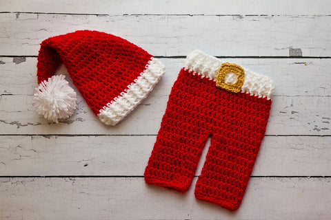 christmas newborn santa hat and pants set