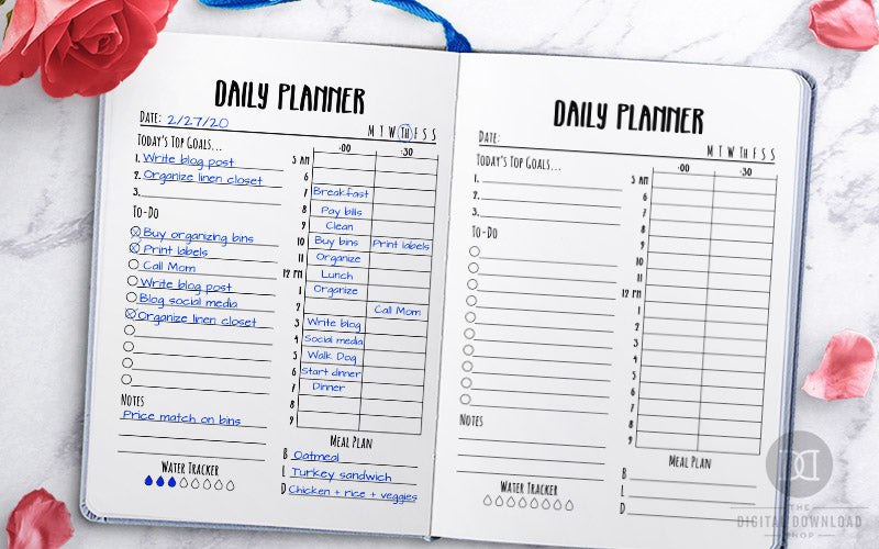 free printable half hourly daily planner the digital download shop