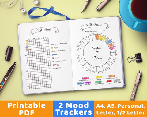 2 Bullet Journal Mood Trackers Printables