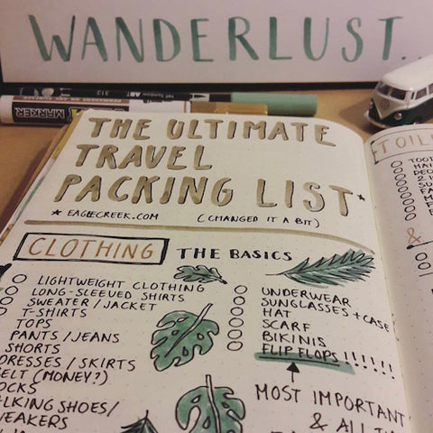 Bullet Journal Travel Packing List- Get your bullet journal ready for summer with these gorgeous summer bujo ideas! You have to see these inspiring summery trackers, layouts, covers, and more! | #bulletJournal #bujo #bujoIdeas #bujoInspiration #DigitalDownloadShop