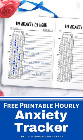 Free Printable Hourly Anxiety Tracker- Keep tabs on how your anxiety changes throughout the day with this free printable anxiety tracker! | anxiety tracker printable, free planner printable template, #freePrintables #anxiety #freePrintable #mentalHealth #DigitalDownloadShop
