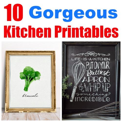 10 Gorgeous Kitchen Printables You Need to Print- Printables are an easy and inexpensive way to update your kitchen's decor! To help you find the best wall art prints for your kitchen, here are 10 gorgeous kitchen printables you won't want to pass up! Farmhouse style and typography prints included! | art print, dining room, food, cooking, baking, #printable #wallArt #freePrintables #decor