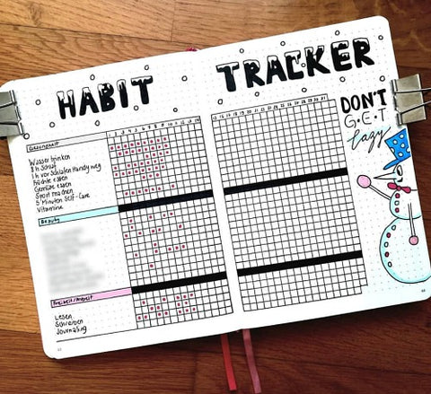 Bullet Journal Habit Tracker Spread- If you want to lose weight or just get healthy, your bullet journal can help! | lose weight, planner printables, bullet journal page ideas, bullet journal spread inspiration, #bulletJournal #fitness #DigitalDownloadShop