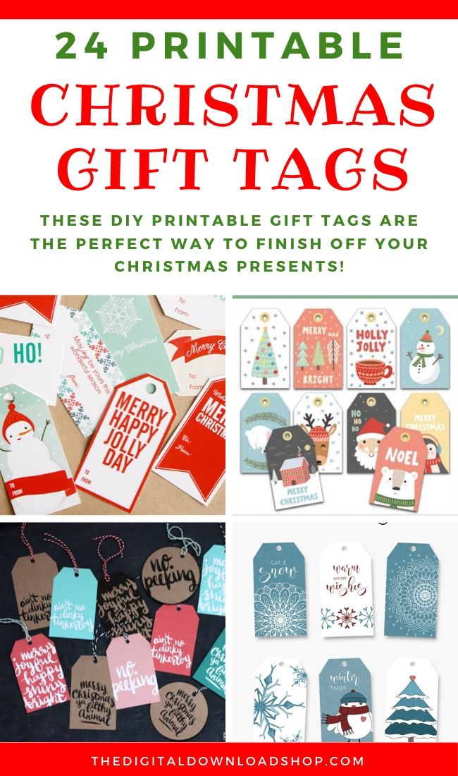 24 Printable Christmas Gift Tags- If you want the perfect finishing touch for your holiday gift wrapping, you need to check out these printable Christmas tags! There are so many pretty DIY holiday tags to choose from! | #freePrintables #freePrintable #Christmas #giftTags #DigitalDownloadShop