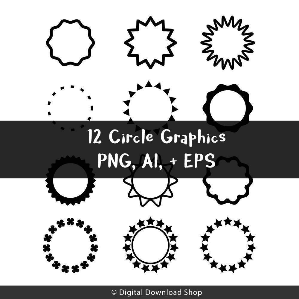 12 Black Circles Clipart | The Digital Download Shop