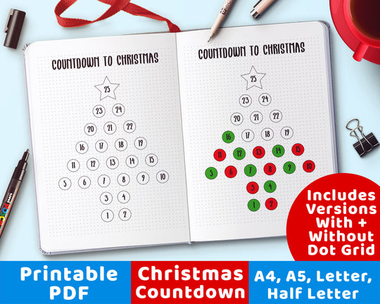 Christmas Countdown Planner Printable from The Digital Download Shop