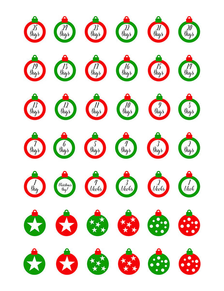 Christmas Countdown Printable Planner Stickers- Ornaments | The Digital ...