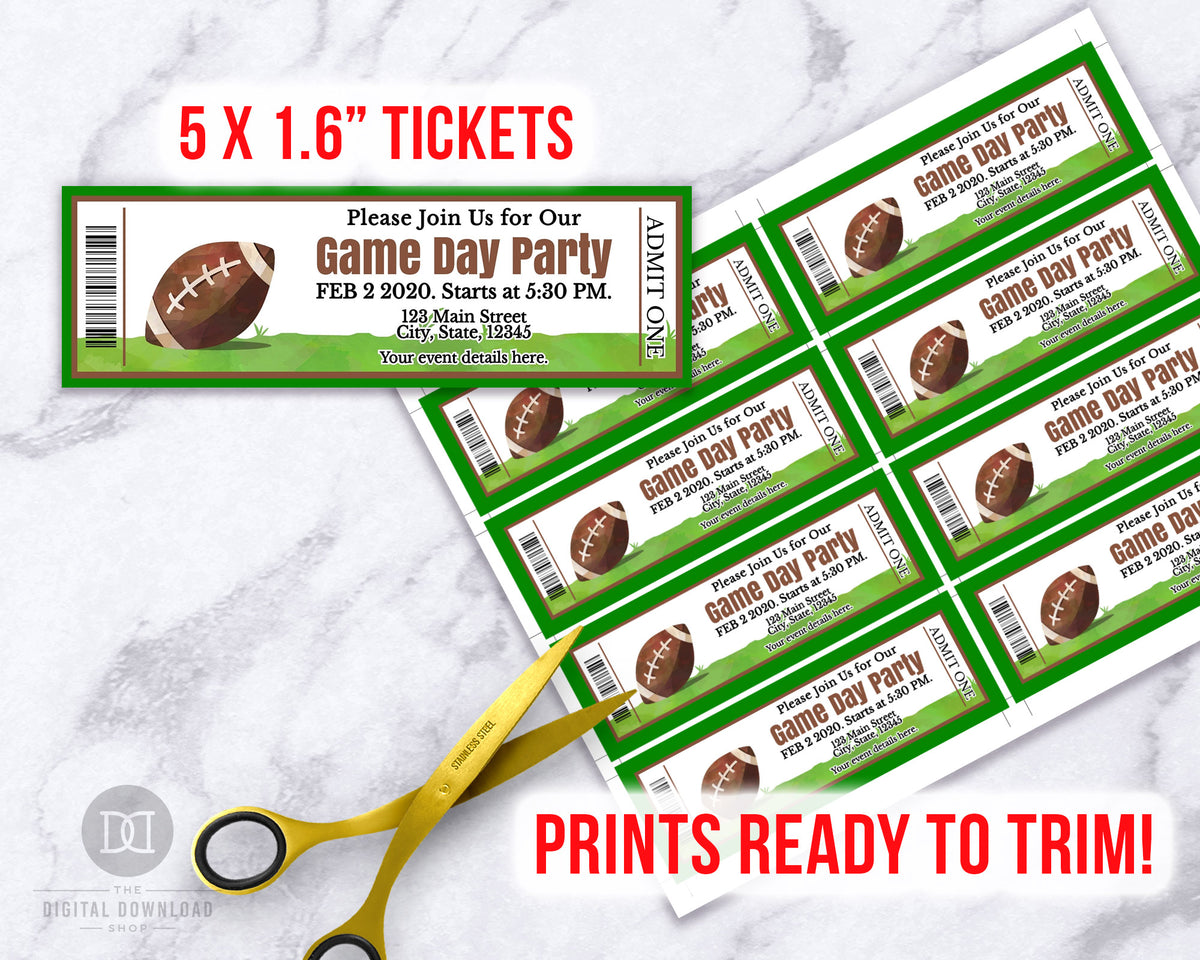 Football Event Ticket Template Printable *EDIT ONLINE* The Digital