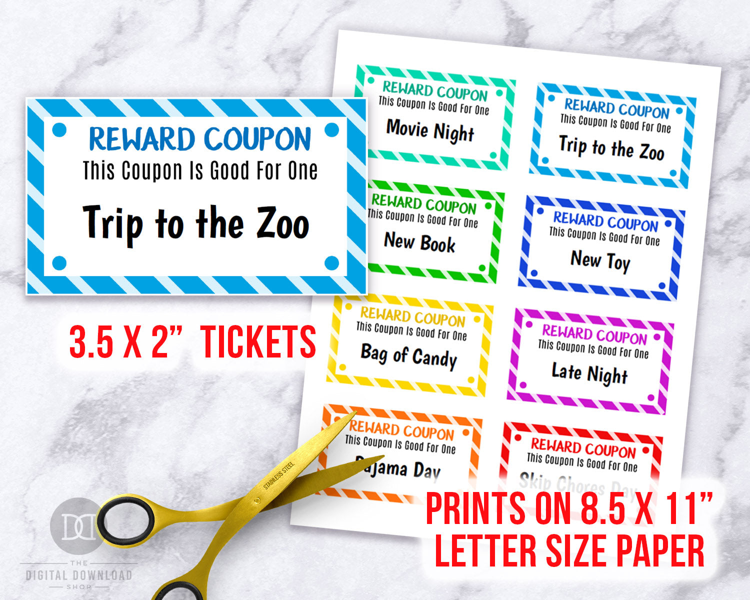 Kids Reward Tickets Editable Printable The Digital Download Shop