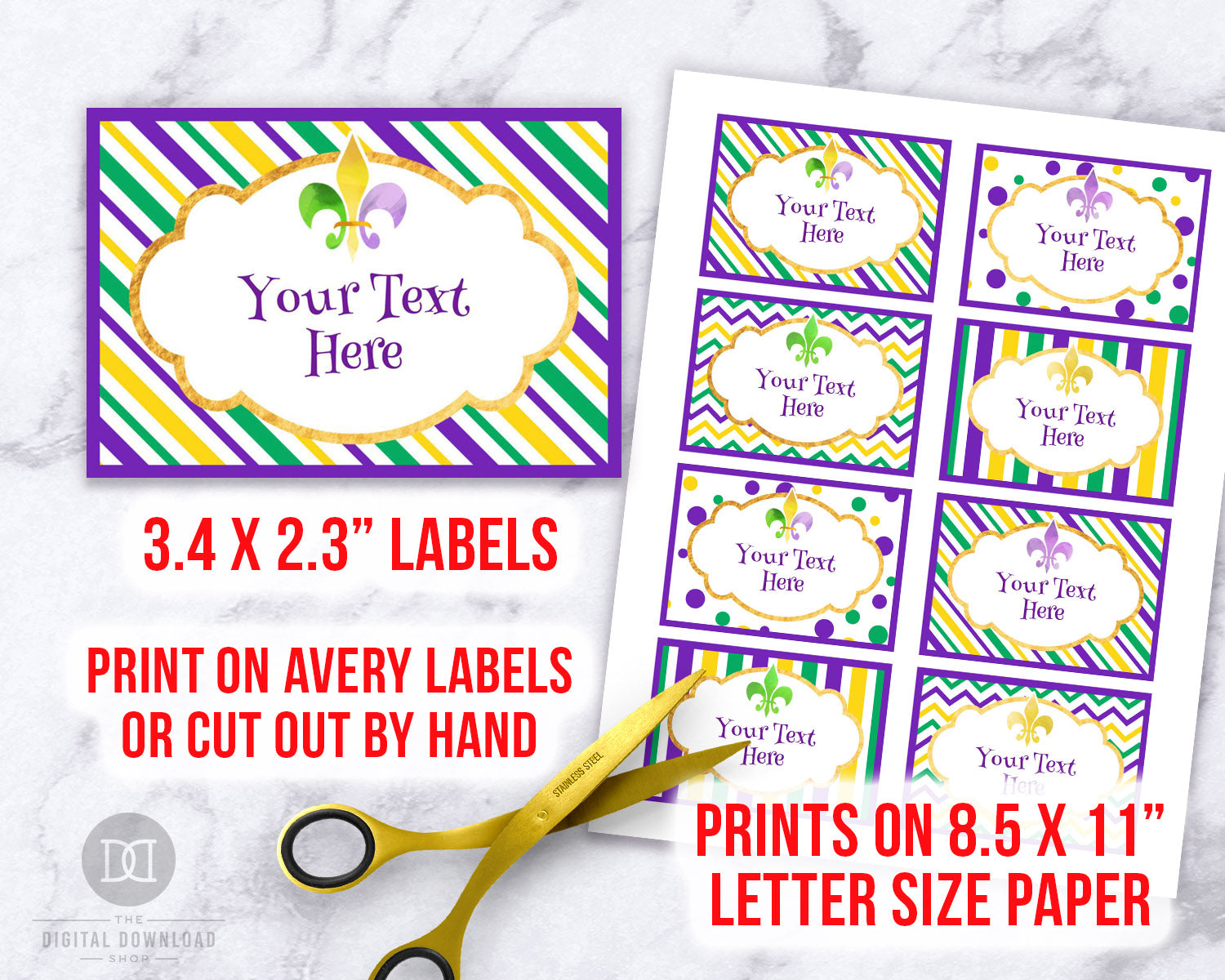 Mardi Gras Food Labels Printable Editable The Digital Download Shop