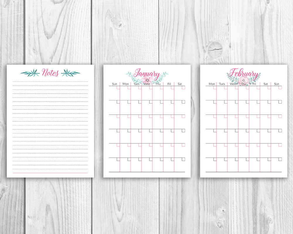 Mom Planner Printable- Watercolor Florals | The Digital Download Shop