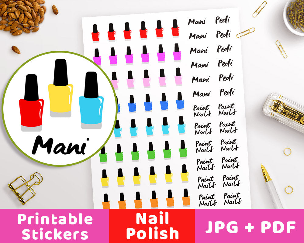 Nail Polish Printable Planner Stickers