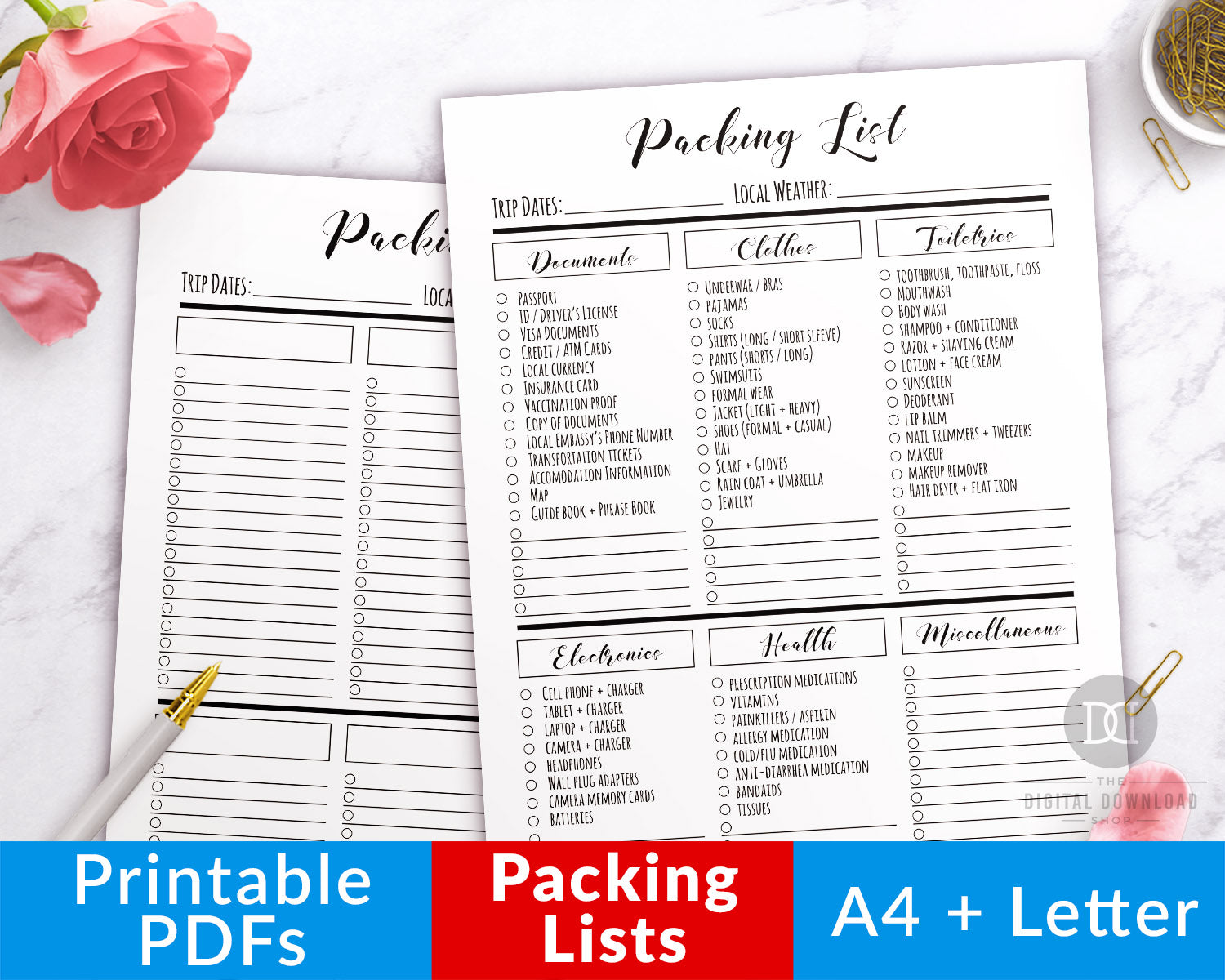 packing list printables pre filled blank the digital