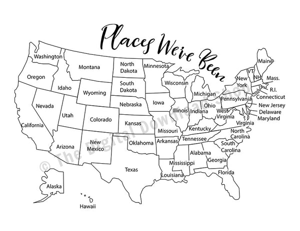 places i ve been map coloring page printable the digital download shop