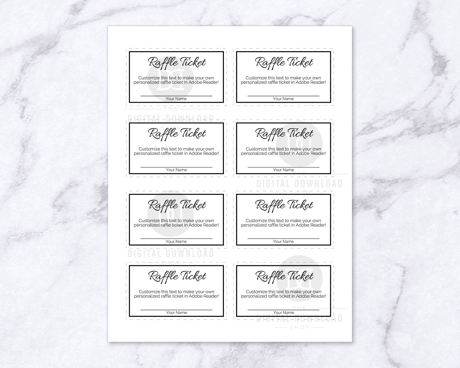 raffle ticket template editable printable black and white the digital download shop