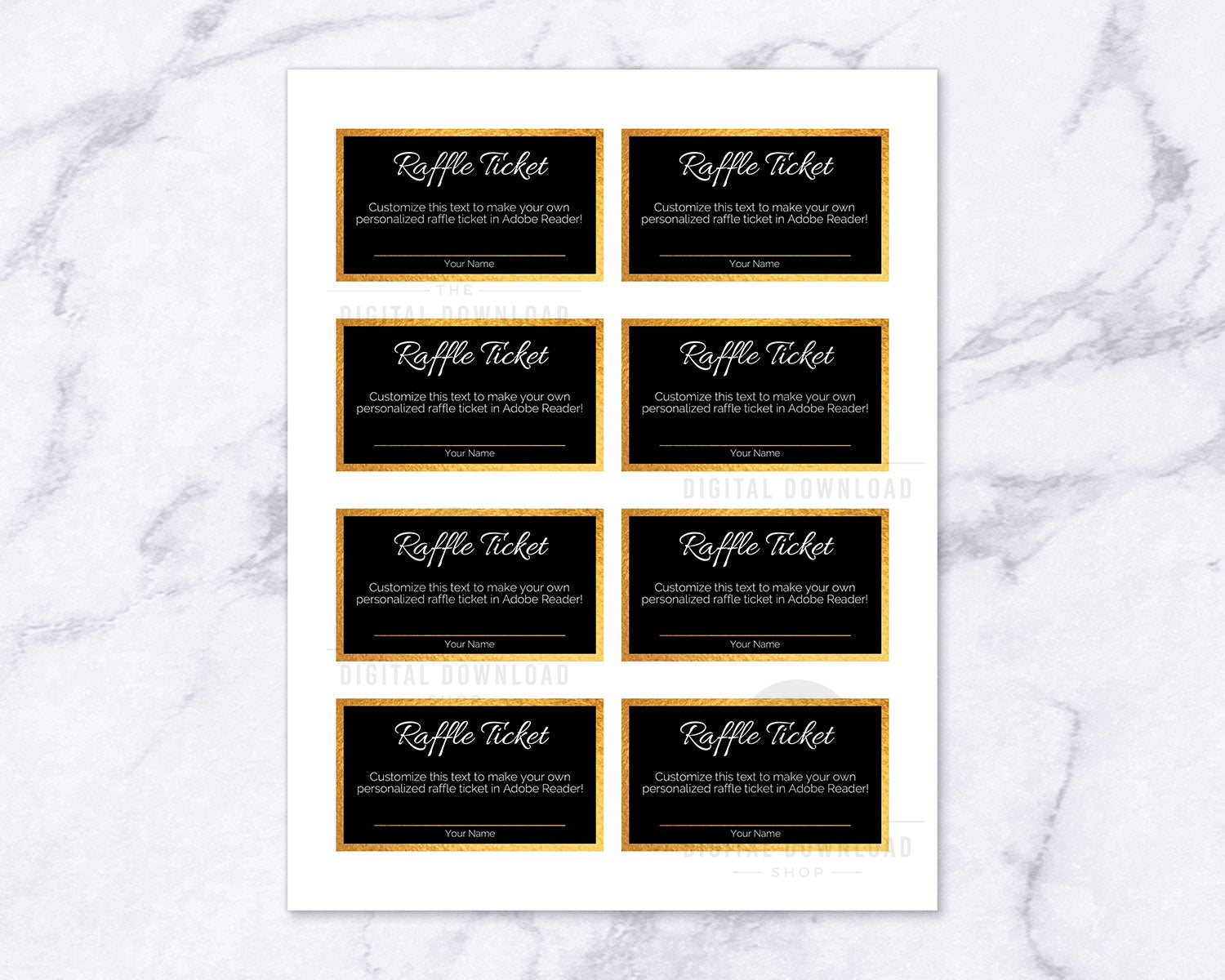 raffle ticket template editable printable gold and black