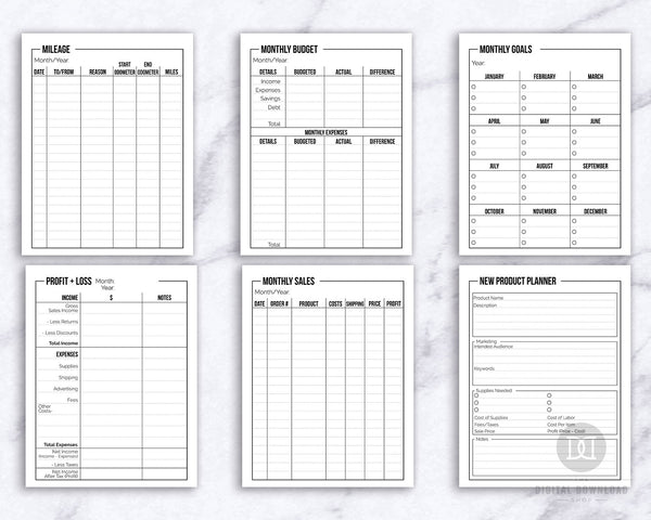 free printable small business business planner