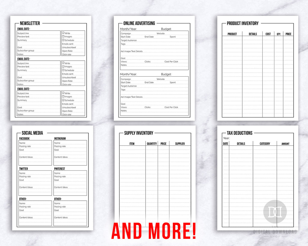 free printable small business business planner