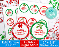 Christmas Sugar Scrub Labels Template- Watercolor Floral