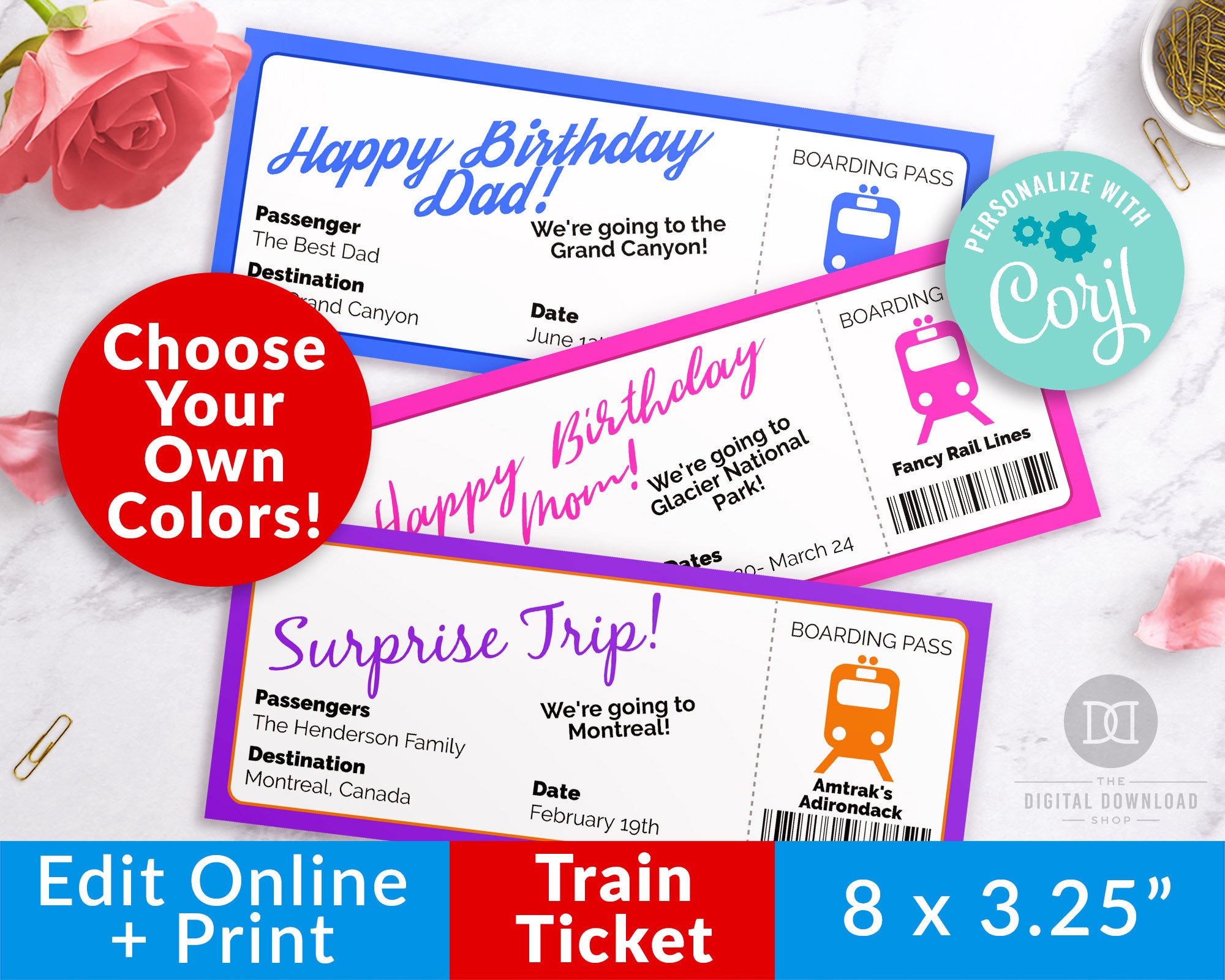 Train Ticket Template Printable *EDIT ONLINE* The Digital Download Shop
