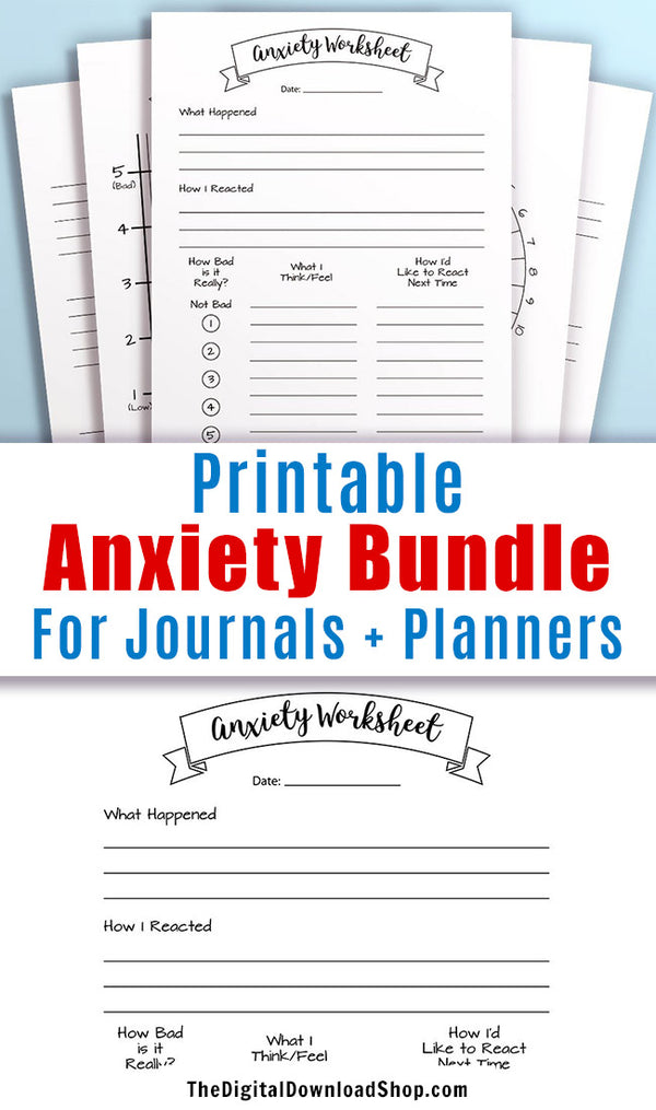 bullet journal anxiety printables bundle the digital