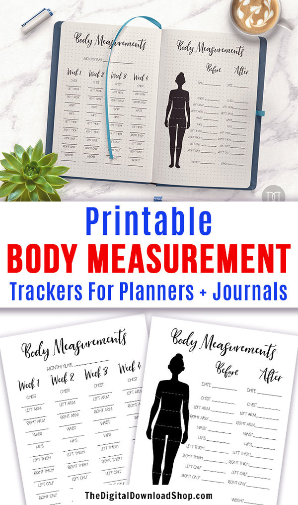 2 Body Measurement Tracker Printables The Digital Download Shop