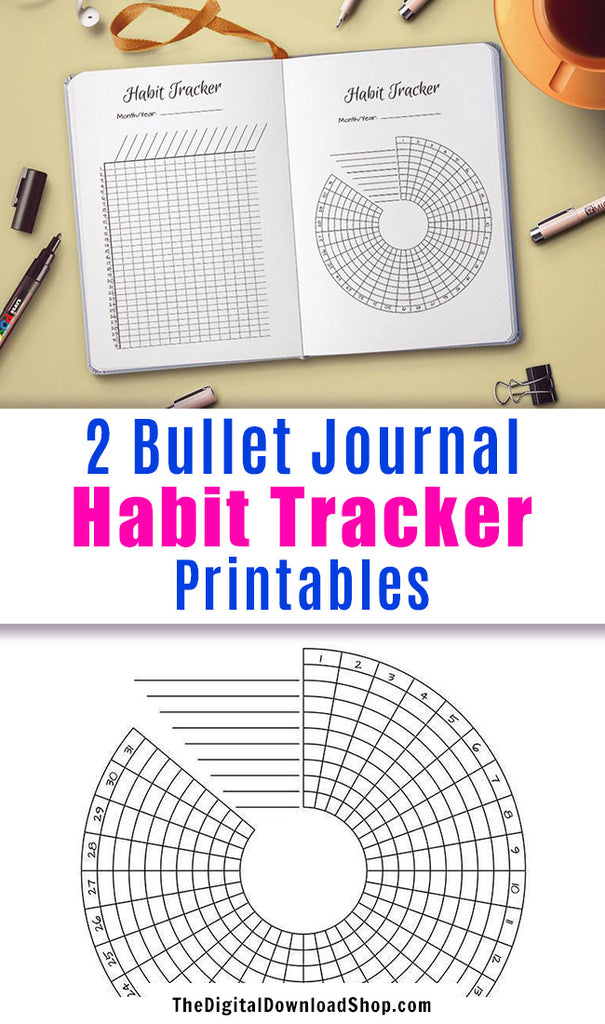 Bullet Journal Habit Trackers Printable | The Digital Download Shop