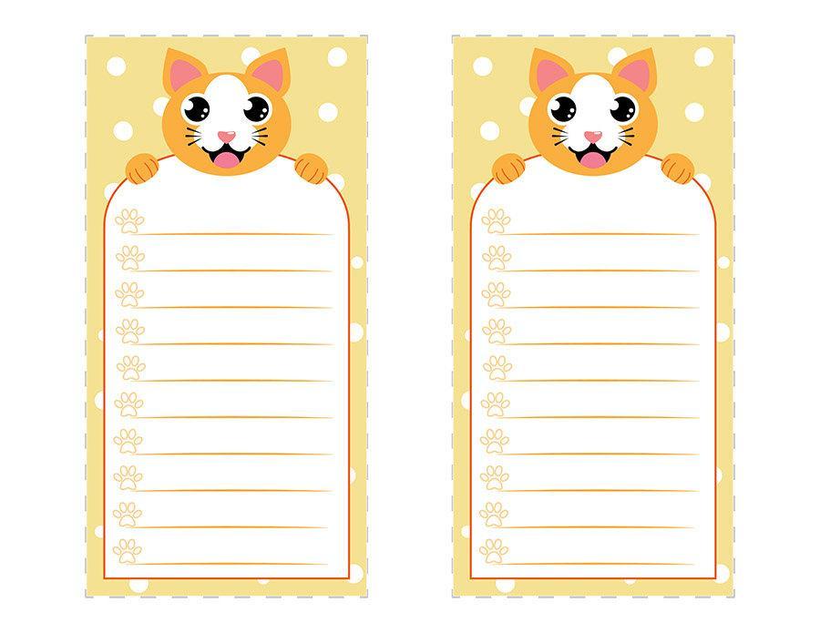 Cute Cat Notepad Printable The Digital Download Shop