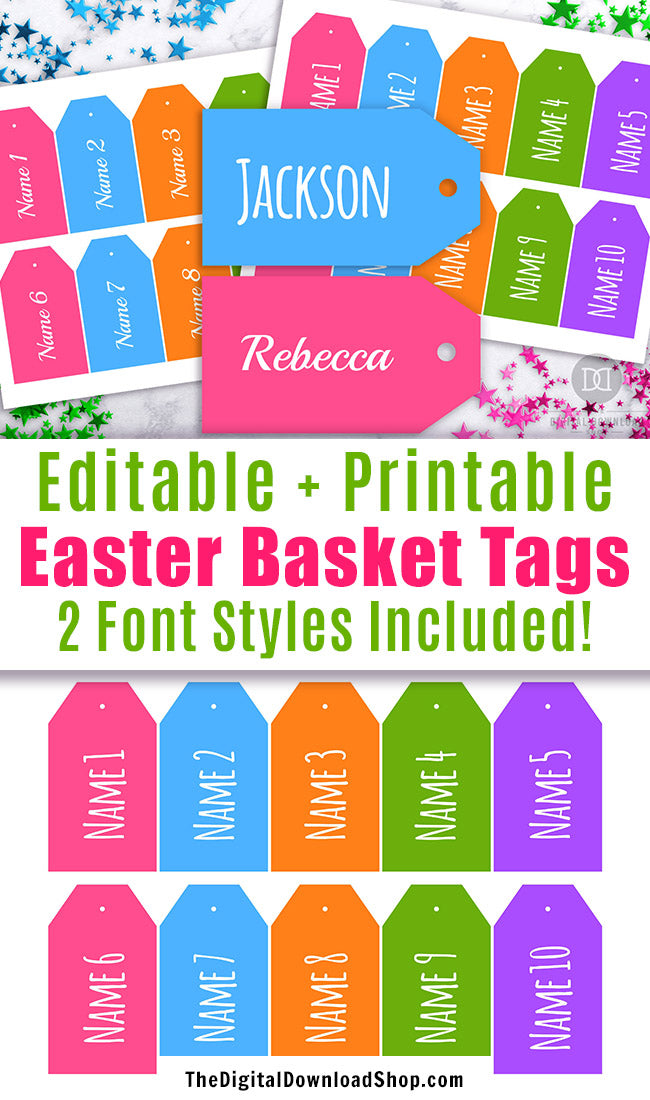 Easter Basket Name s Printable Editable The Digital Download Shop